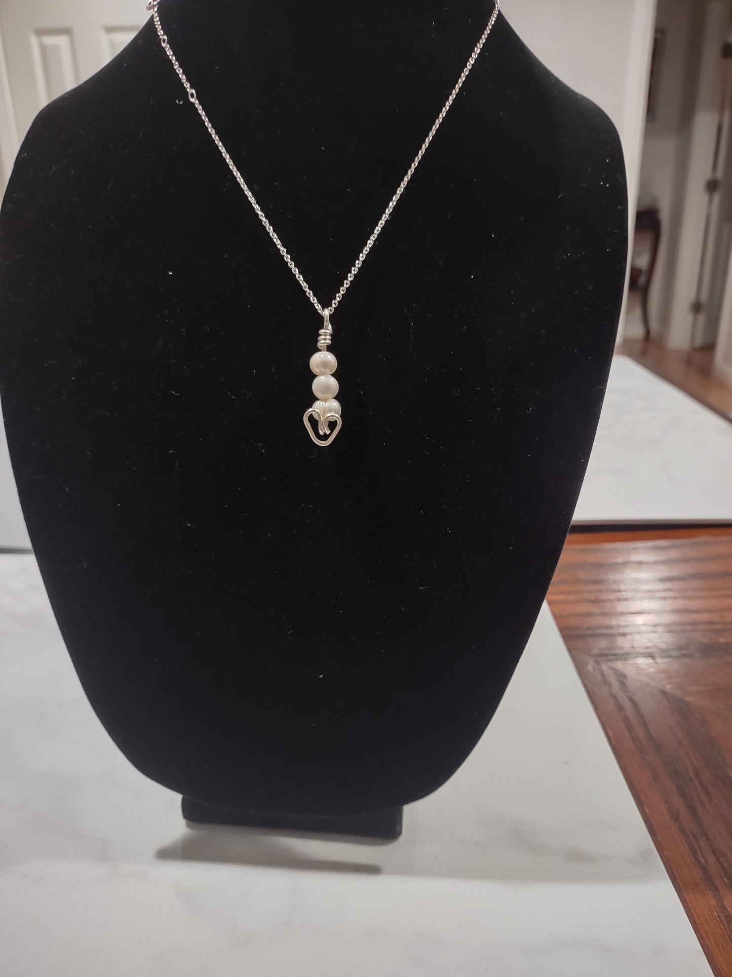 Genuine Pearl Heart Pendant Necklace