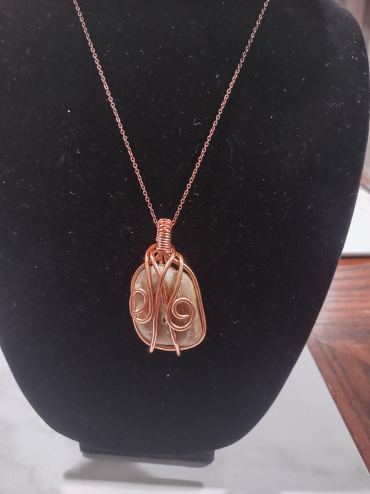 Copper wire Wrapped Pendant Necklace