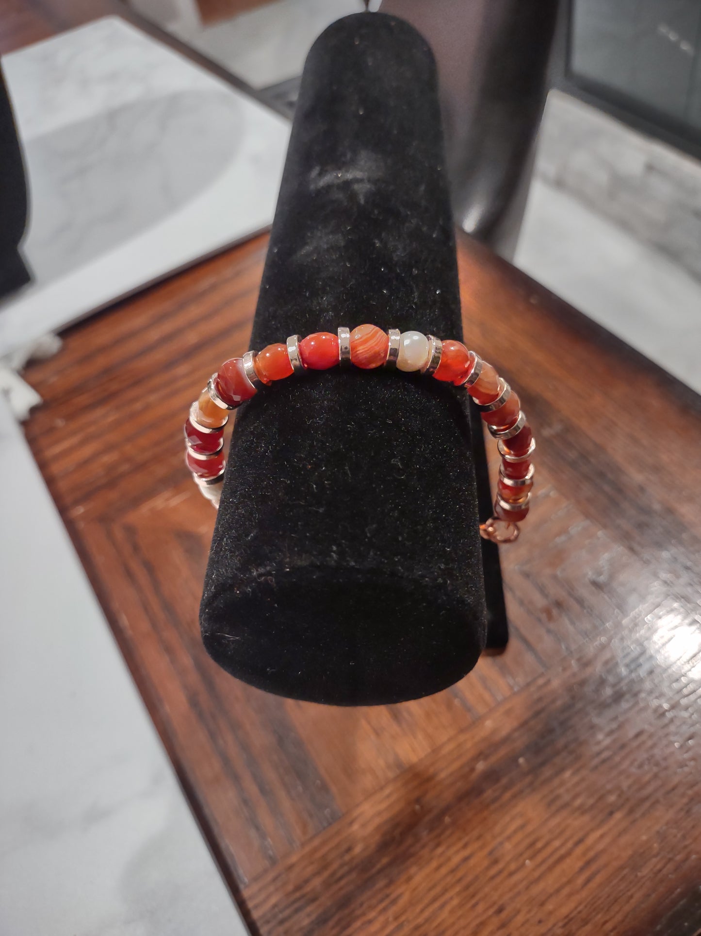 Jasper and Pearl wired bracelet