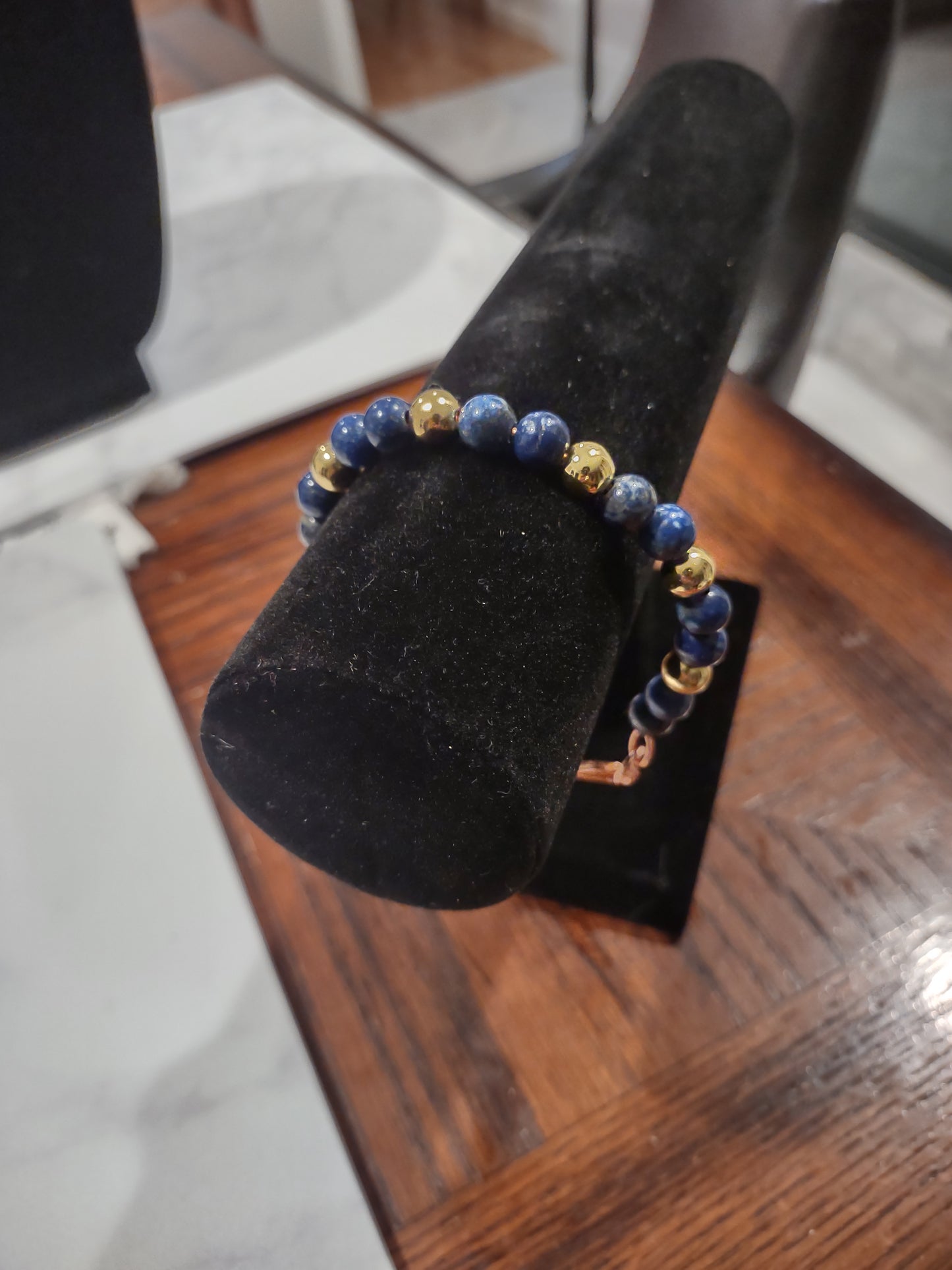 Lapis Lazuli and metal wired bracelet