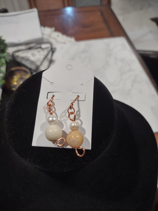 Jade and Genuine Pearl Earrings