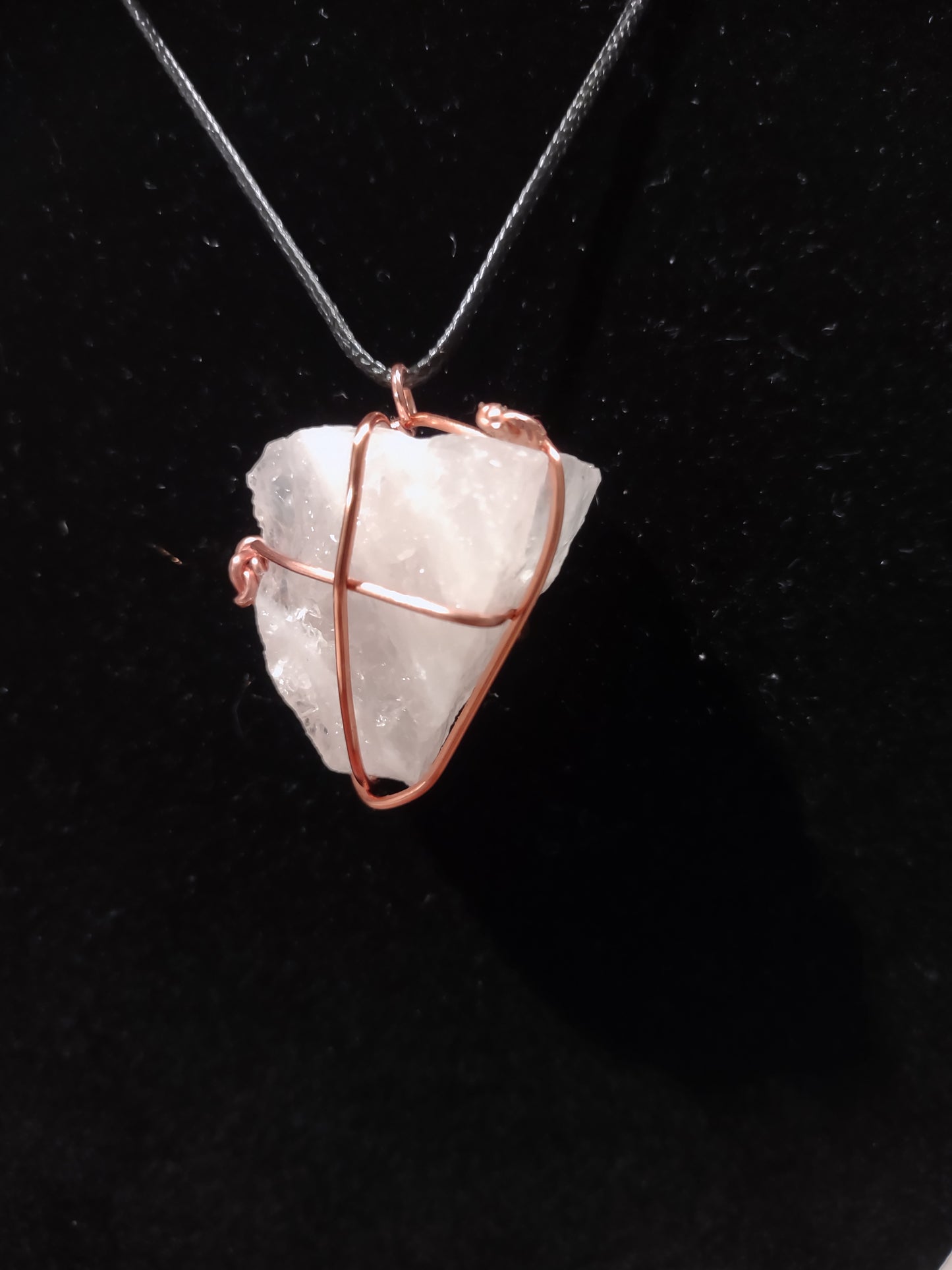 Milky Quartz Copper Wire Wrapped Pendant Necklace