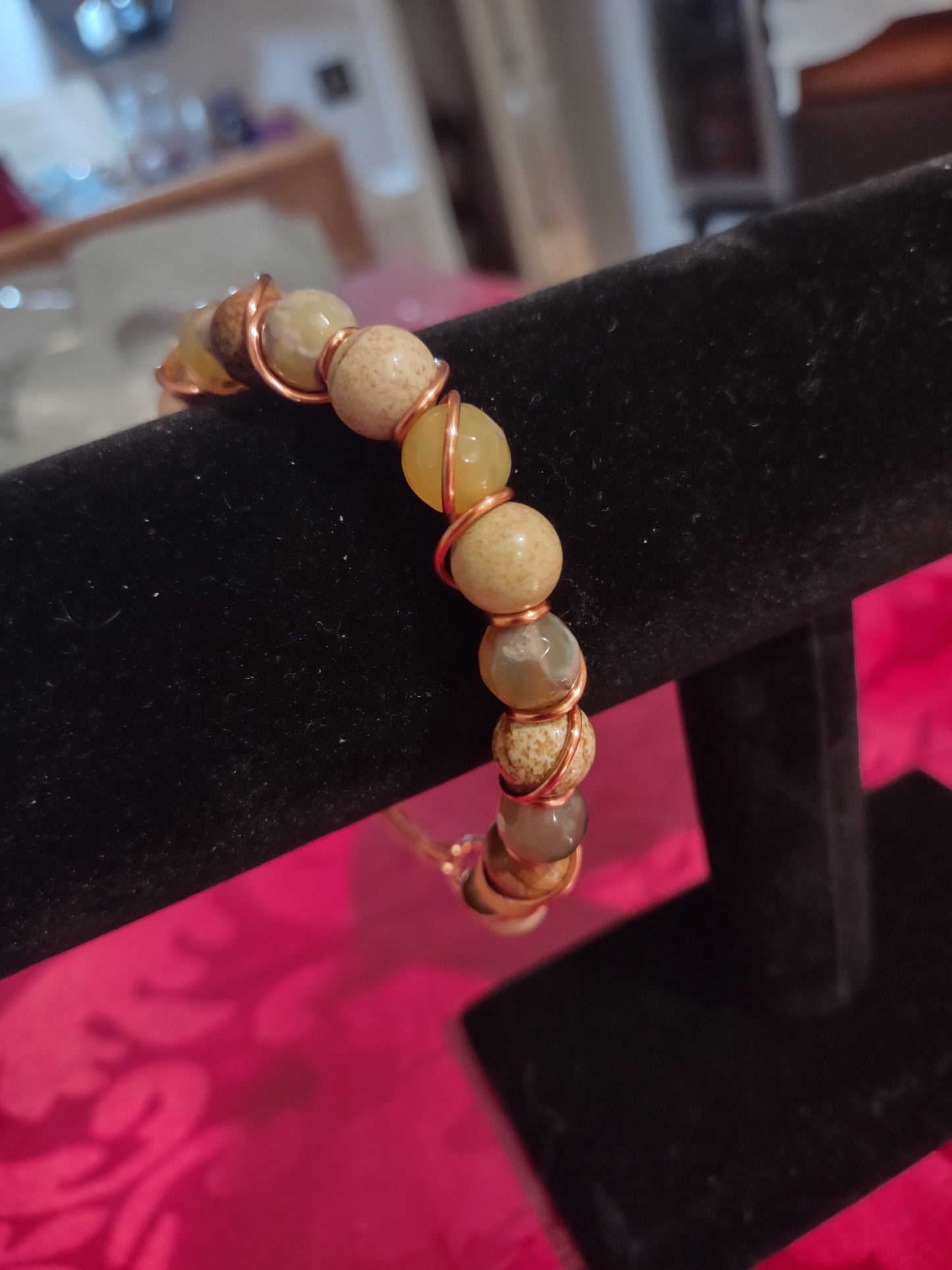 Jasper variety wire Wrapped bracelet