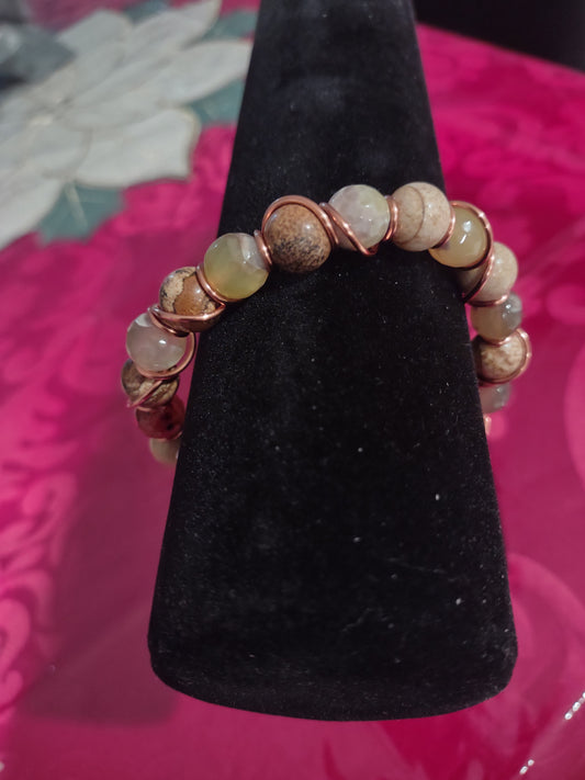 Jasper variety wire Wrapped bracelet